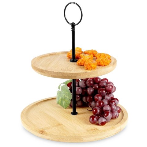 Patera 2-Piętrowa Bambusowa Drewniana Dekoracyjna EXCELLENT HOUSEWARE 24 cm