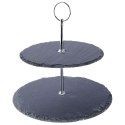 Patera Kamienna na Owoce Ciasto 2-piętrowa Dekoracyjna Solidna ORION 23 cm