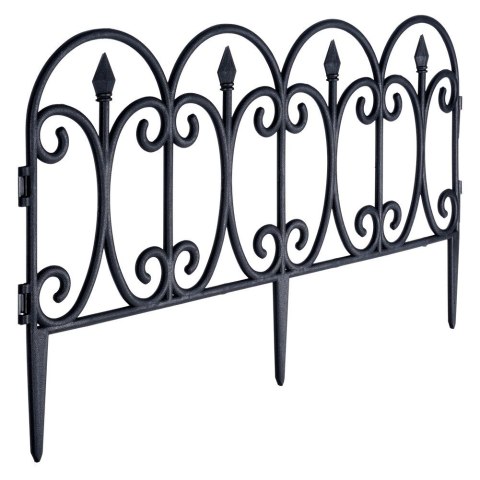 Płotek Ogrodowy Czarny 60 x 33 cm VILDE 4 szt. Obrzeże Palisada