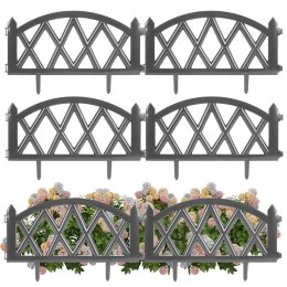 Płotek Ogrodowy Ozdobny Grafitowy Palisada Obrzeże VILDE 50 x 30 cm 6 szt.