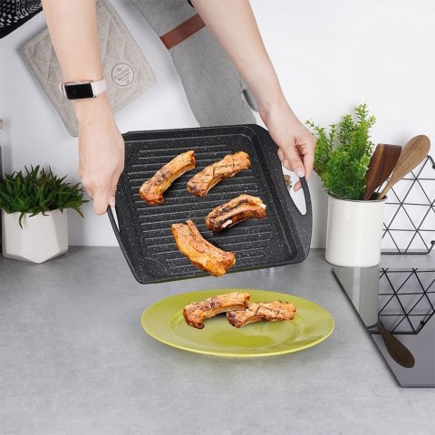 Płyta Grillowa Granitowa 34 x 26,5 cm ORION do Indukcji i Piekarnika