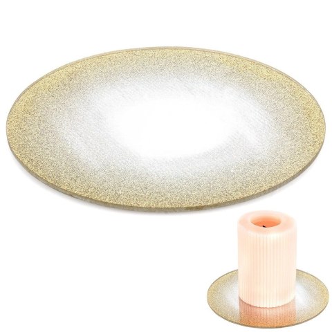 Podstawka Lustrzana Brokatowa pod Świece 15 cm VILDE Szkło Złote
