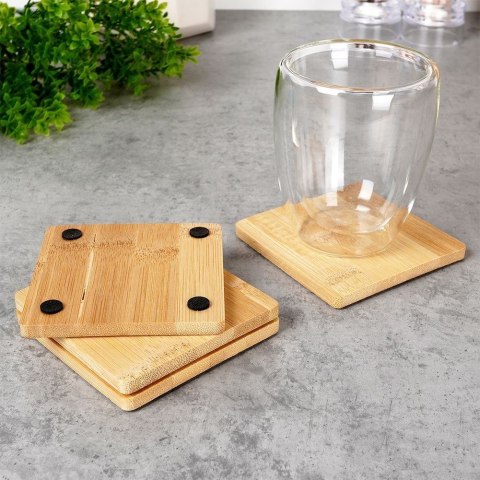 Podstawki pod Kubek Bambusowe Kwadratowe 4 szt. 9,7 cm EXCELLENT HOUSEWARE