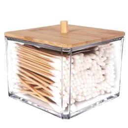 Pojemnik na Patyczki Kosmetyczne Bambus 9,5 x 9,5 x 8,5 cm ELEGANZA