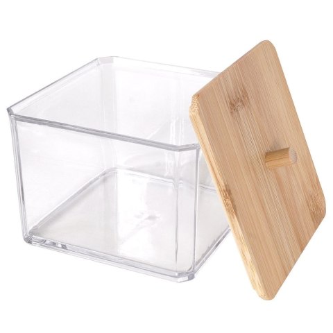 Pojemnik na Patyczki Kosmetyczne Bambus 9,5 x 9,5 x 8,5 cm ELEGANZA