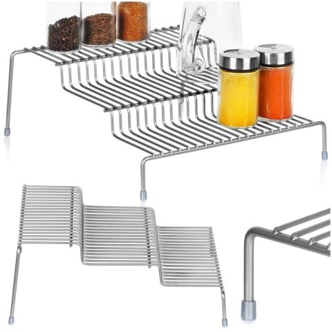 Półka Kuchenna Metalowa 3 Poziomy Szara 28 x 26 cm SG Antypoślizgowe