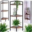Regał Metalowy Narożny Czarny 3 Półki MDF 235 x 235 x 76 cm TRENDS4YOU
