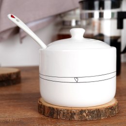 Cukierniczka z Łyżeczką Ceramiczna Biała Ozdobna Dekoracyjna ORION 300 ml