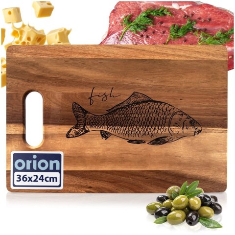 Deska do Krojenia Akacjowa 36 x 24 cm Drewniana Uchwyt Fish ORION