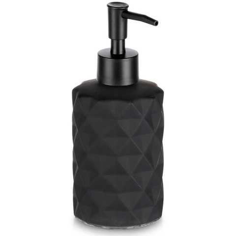 Dozownik do Mydła Czarny Matowy Szklany Zdobiony 330 ml VILDE