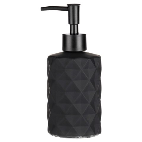 Dozownik do Mydła Czarny Matowy Szklany Zdobiony 330 ml VILDE