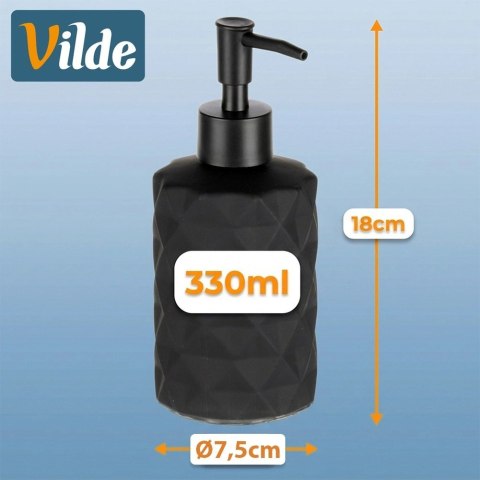 Dozownik do Mydła Czarny Matowy Szklany Zdobiony 330 ml VILDE