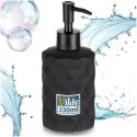 Dozownik do Mydła Czarny Matowy Szklany Zdobiony 330 ml VILDE