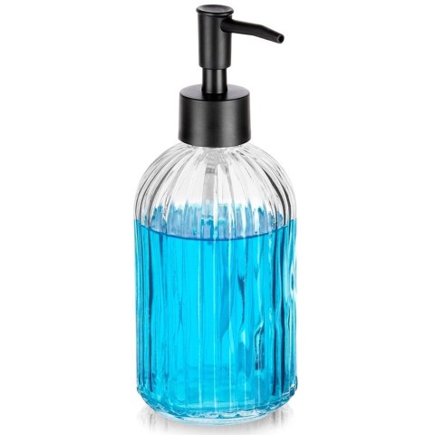 Dozownik do Mydła Przezroczysty Szklany Ryflowany 400 ml VILDE
