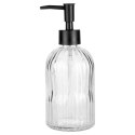Dozownik do Mydła Przezroczysty Szklany Ryflowany 400 ml VILDE