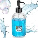 Dozownik do Mydła Przezroczysty Szklany Ryflowany 400 ml VILDE