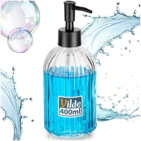 Dozownik do Mydła Przezroczysty Szklany Ryflowany 400 ml VILDE