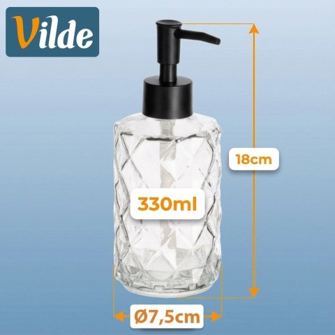 Dozownik do Mydła Przezroczysty Szklany Zdobiony 330 ml VILDE