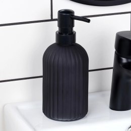 Dozownik do Mydła VILDE 400 ml Szklany Czarny Mat Ryflowany z Blokadą