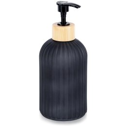 Dozownik do Mydła VILDE 400 ml Szklany Czarny Mat z Bambusem z Blokadą