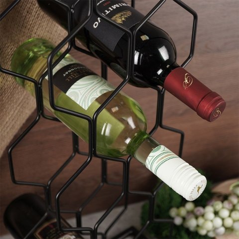 Stojak na Wino Metalowy Czarny 8 Butelek Dekoracyjny VILDE 23x48 cm