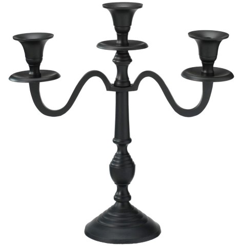 Świecznik Kandelabr 30 cm Aluminium Czarny na 3 Długie Świece Nowoczesny