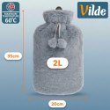 Termofor Gumowy 2 L w Pokrowcu Szary Rozgrzewający Miękki Pluszowy Okład