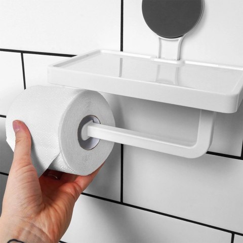 Uchwyt na Papier Toaletowy z Półką BATHROOM na Przyssawkę 18 x 17,5 cm