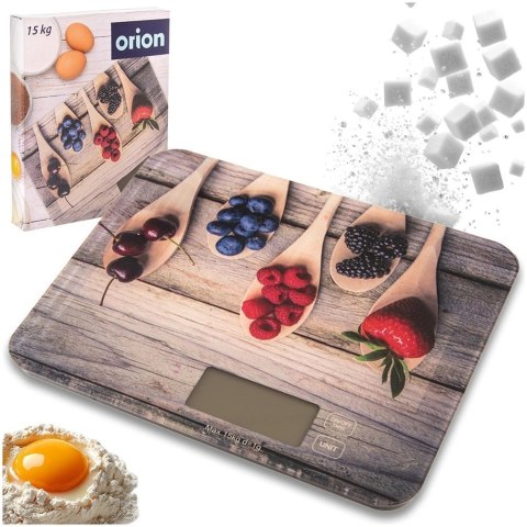 Waga Kuchenna Cyfrowa Szklana do 15 kg LCD Funkcja TARA Owoce