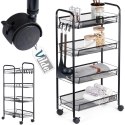 Wózek Półka Regał 4-Poziomowy VILDE Metalowy na Kółkach Czarny Loft