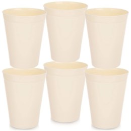 Zestaw 6 Kubków 300 ml Kremowe Plastikowe Sandy do Mikrofali