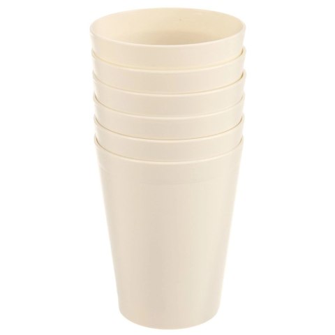 Zestaw 6 Kubków 300 ml Kremowe Plastikowe Sandy do Mikrofali