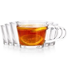 Zestaw 6 Szklanek XXL 370 ml Ryflowane do Kawy Herbaty Szkło VILDE