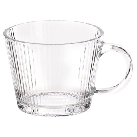 Zestaw 6 Szklanek XXL 370 ml Ryflowane do Kawy Herbaty Szkło VILDE