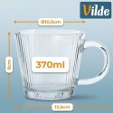 Zestaw 6 Szklanek XXL 370 ml Ryflowane do Kawy Herbaty Szkło VILDE