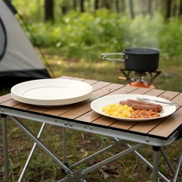 Zestaw 6 Talerzy Obiadowych 23,5 cm Kremowe Plastikowe Piknik