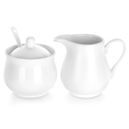 Zestaw Porcelanowy Mlecznik 250ml i Cukierniczka 230ml Białe