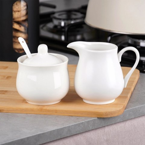 Zestaw Porcelanowy Mlecznik 250ml i Cukierniczka 230ml Białe