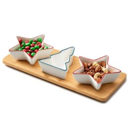 Zestaw do Serwowania Przekąsek Gwiazda/Choinka 4 el. Porcelana Bambus
