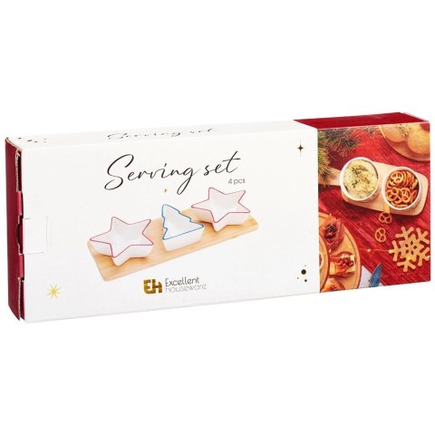 Zestaw do Serwowania Przekąsek Gwiazda/Choinka 4 el. Porcelana Bambus