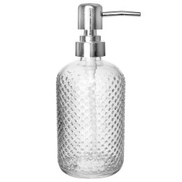 Dozownik do Mydła ORION 430 ml Szklany Ryflowany z Srebrną Pompką