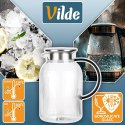 Dzbanek Ryflowany 1,5 L Złota Pokrywka Borokrzemowy Czarny Uchwyt VILDE