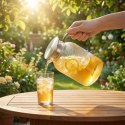Dzbanek Ryflowany 1,5 L Złota Pokrywka Borokrzemowy Czarny Uchwyt VILDE