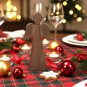 Figurka Anioł Drewno Mango 24 cm Naturalna Ozdoba Loft Prezent