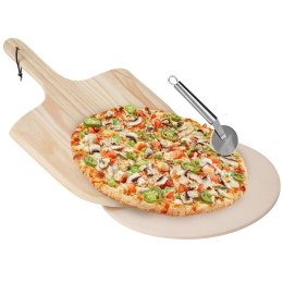 Kamień do Pieczenia Pizzy Szamotowy Łopata Nóż VILDE