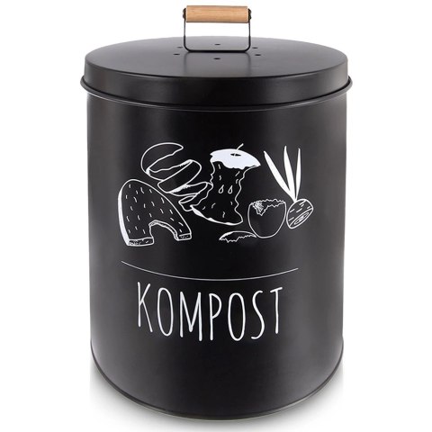 Kompostownik Kuchenny 8 L Metalowy Czarny Filtr Węglowy Bioodpady