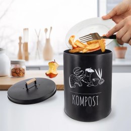 Kompostownik Kuchenny 8 L Metalowy Czarny Filtr Węglowy Bioodpady