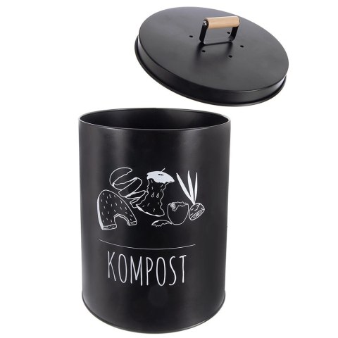 Kompostownik Kuchenny 8 L Metalowy Czarny Filtr Węglowy Bioodpady