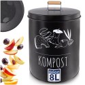 Kompostownik Kuchenny 8 L Metalowy Czarny Filtr Węglowy Bioodpady