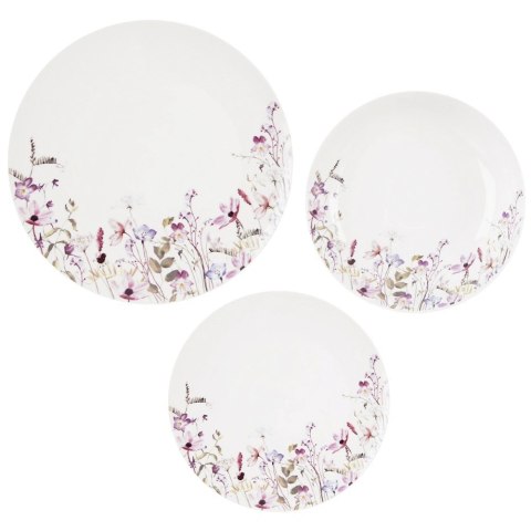 Zestaw Talerzy Porcelanowych 18 el. Louka Komplet Obiadowy na 6 Osób